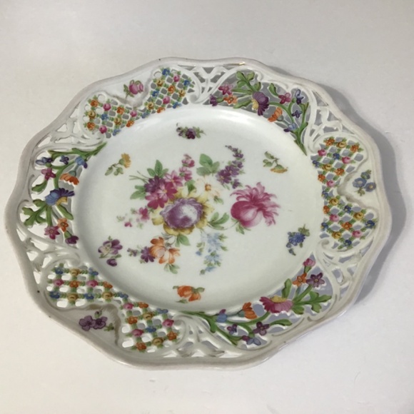 Vintage Schumann Bavaria With Flowers Pattern Reticulated Plate - Picture 7 of 7